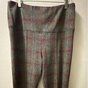 LYSSE Plaid Stretch Leggings, Size Large, Charcoal/Red